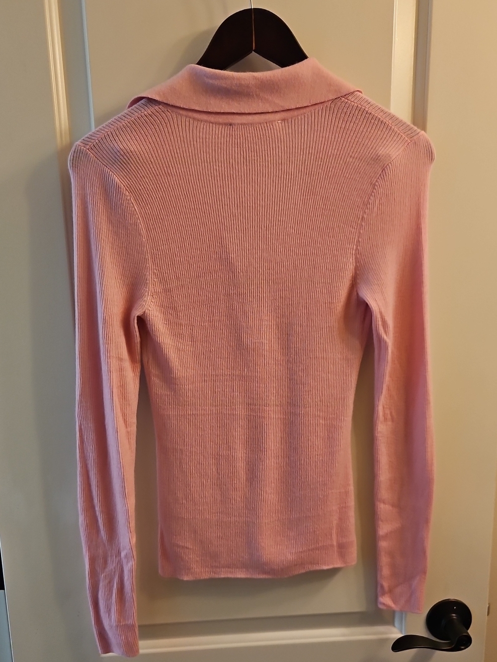 Abercrombie & Fitch Pink 100% Merino Wool Quarter-Zip Polo Sweater, S, Preppy - Picture 5 of 8